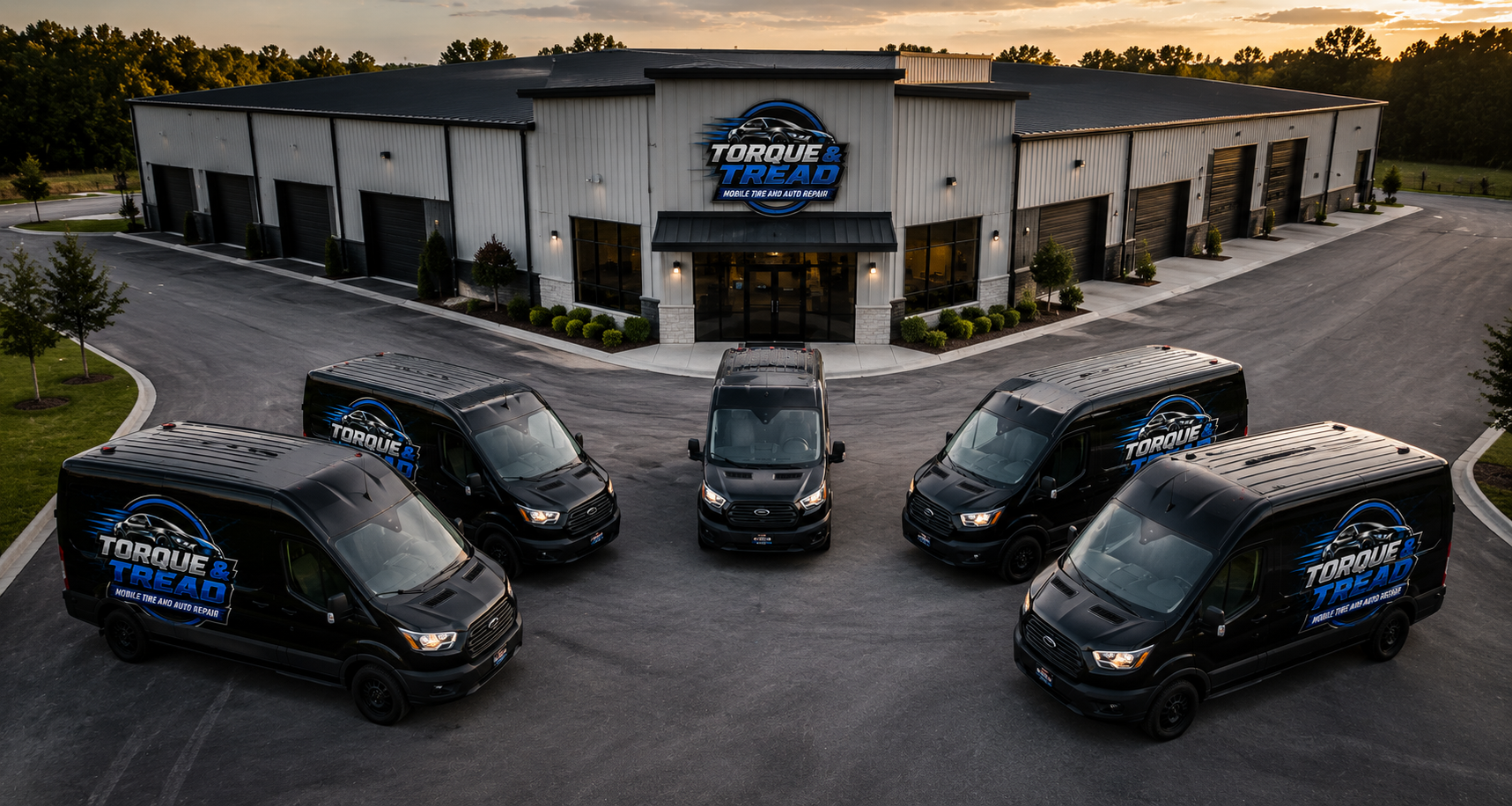 Torque & Tread warehouse with the mobile service van fleet